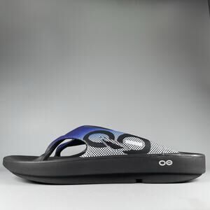 OOFOS OOriginal Men’s 13 Blue Black Sport Thong Sandal Slip On Flip Flops Casual